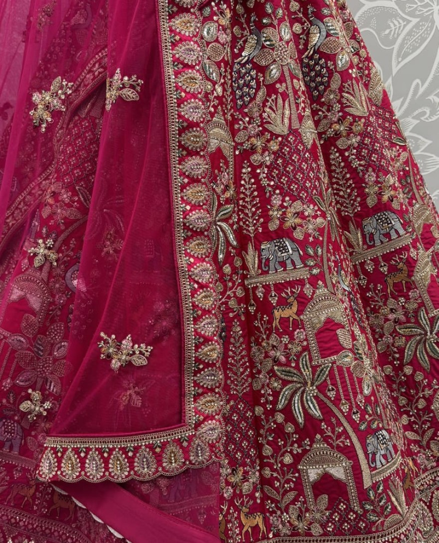 PINK - Tremendous Pink Embroidery Pattern  New Season Bridal Lehenga Choli 